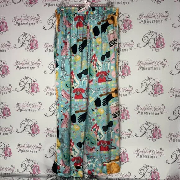 Karen mabon pants pj Colorful Cat Print Pajama Pants gummy bears pearls phone - Picture 10 of 16